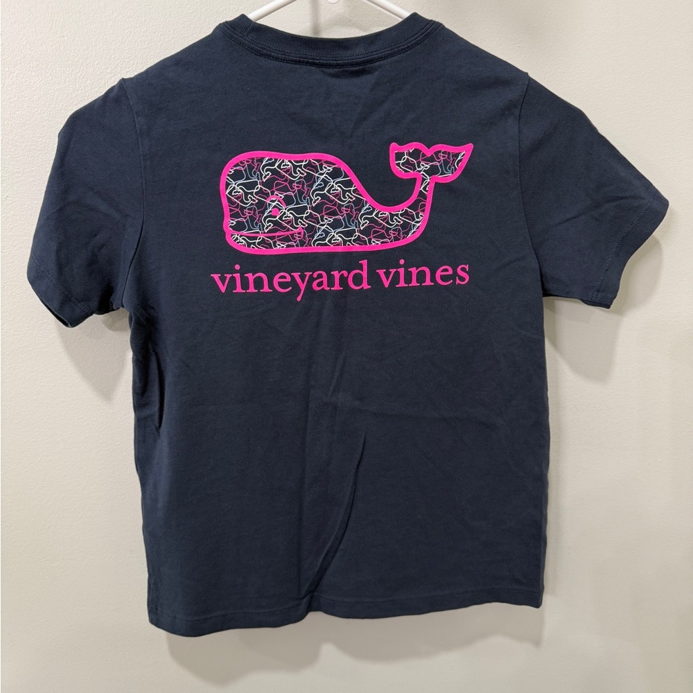 Vineyard Vines Kids Tee in Navy with Pink Whale